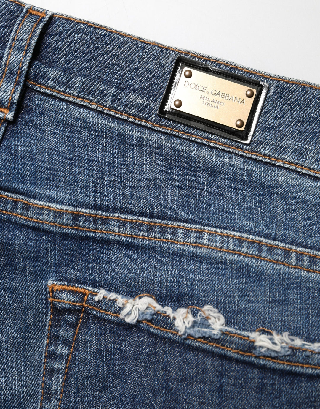 Dolce & Gabbana Blue Distressed Skinny Men Cotton Denim Jeans