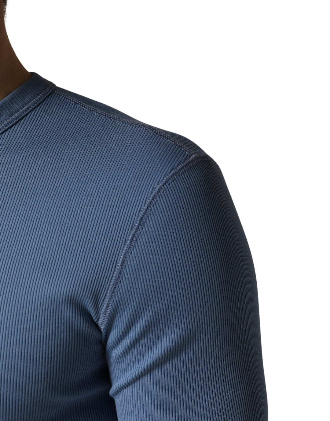 Dolce & Gabbana Blue Cotton Buttoned Henley Pullover Sweater