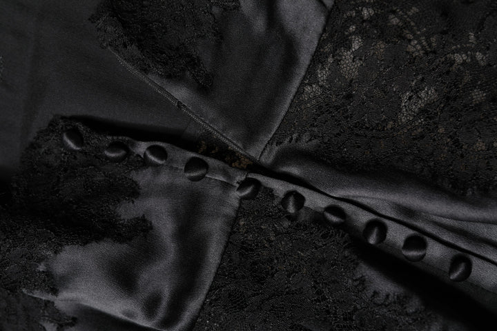 Dolce & Gabbana Black Silk Lace Trim Lingerie Top Underwear