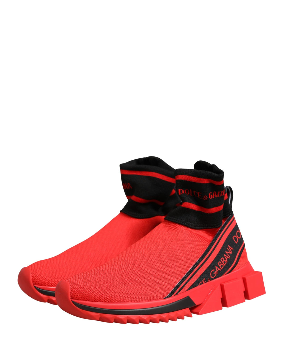 Dolce & Gabbana Red Black Sorrento Socks Sneakers Shoes