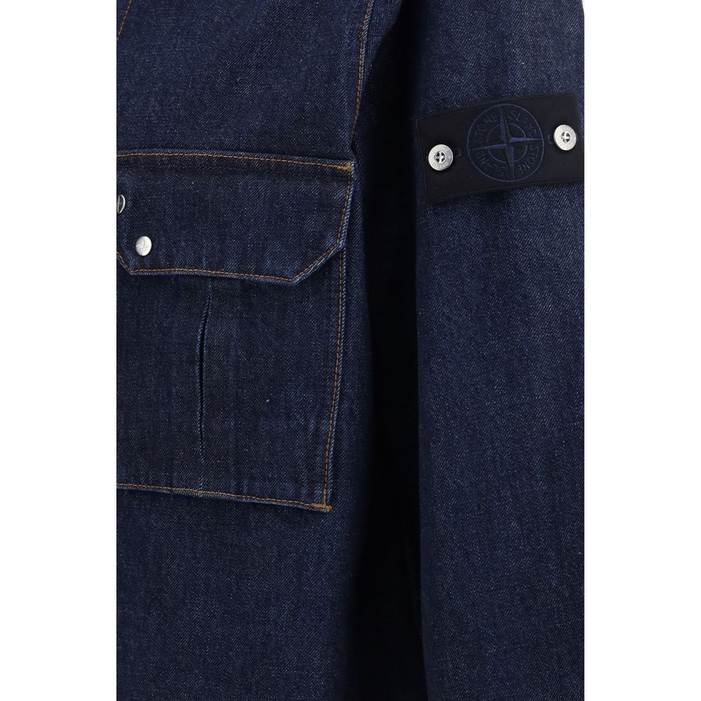 Stone Island Blue Cotton Denim Jacket