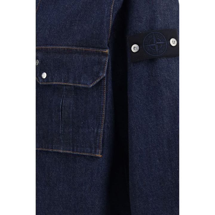 Stone Island Blue Cotton Denim Jacket