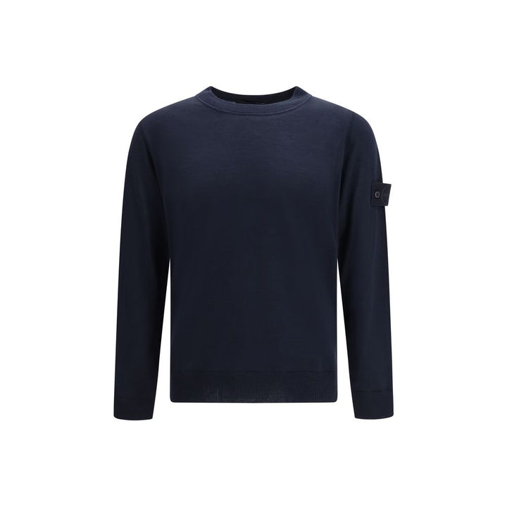Stone Island Blue Fleece Wool Sweatshirt