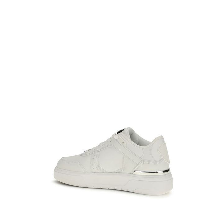 Philipp Plein White Calf Leather Bos Taurus Athletic Sneakers