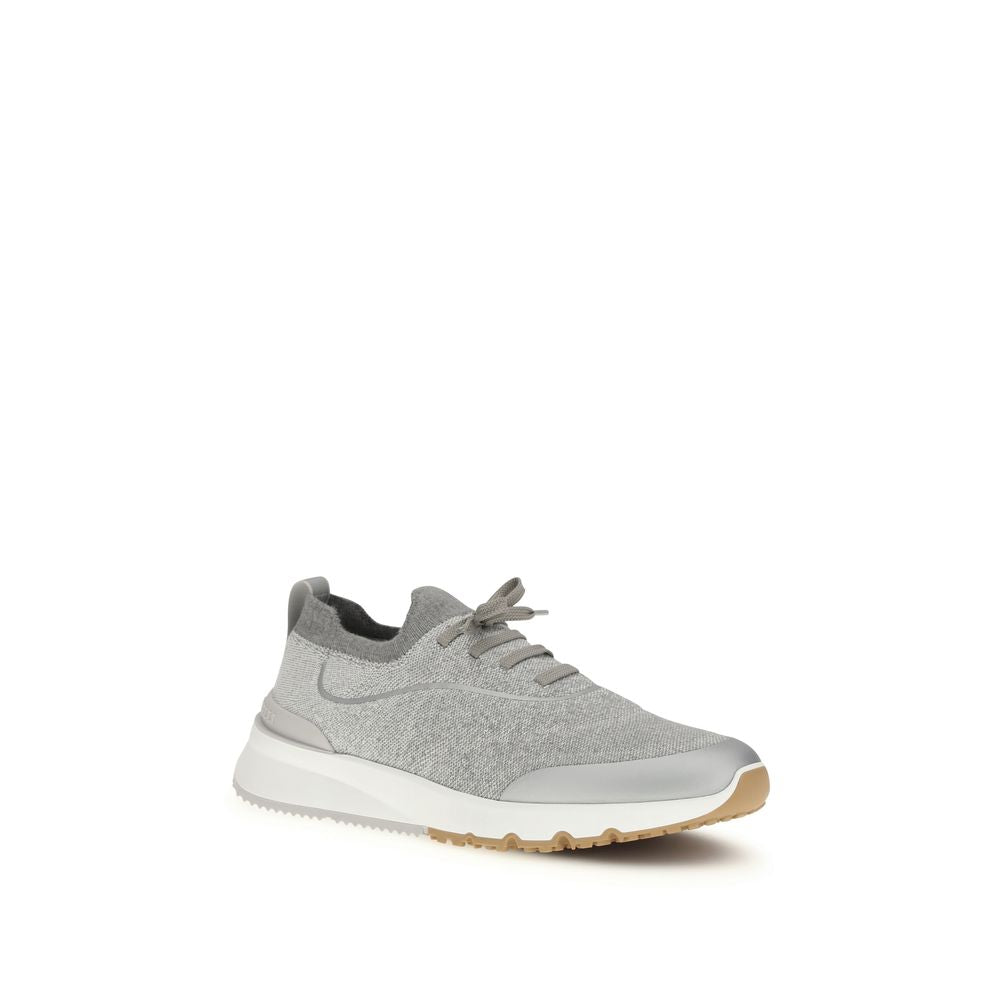 Brunello Cucinelli Gray Cotton Athletic Sneakers