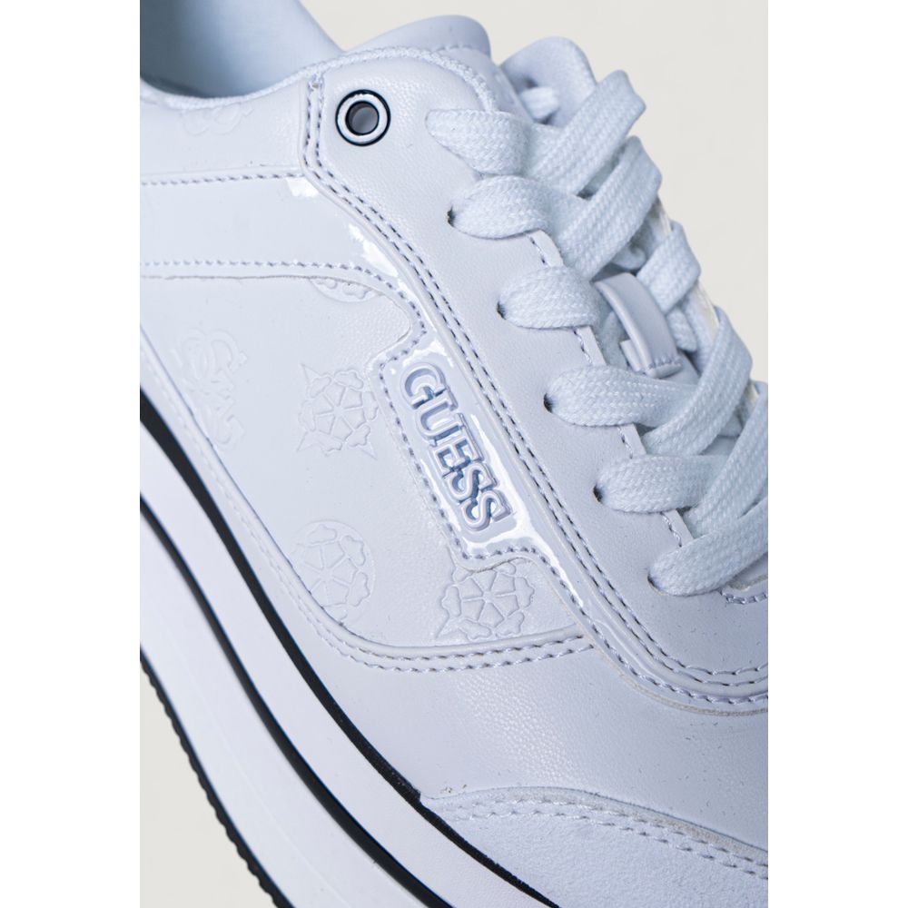 Guess White Polyester Platform Sneakers