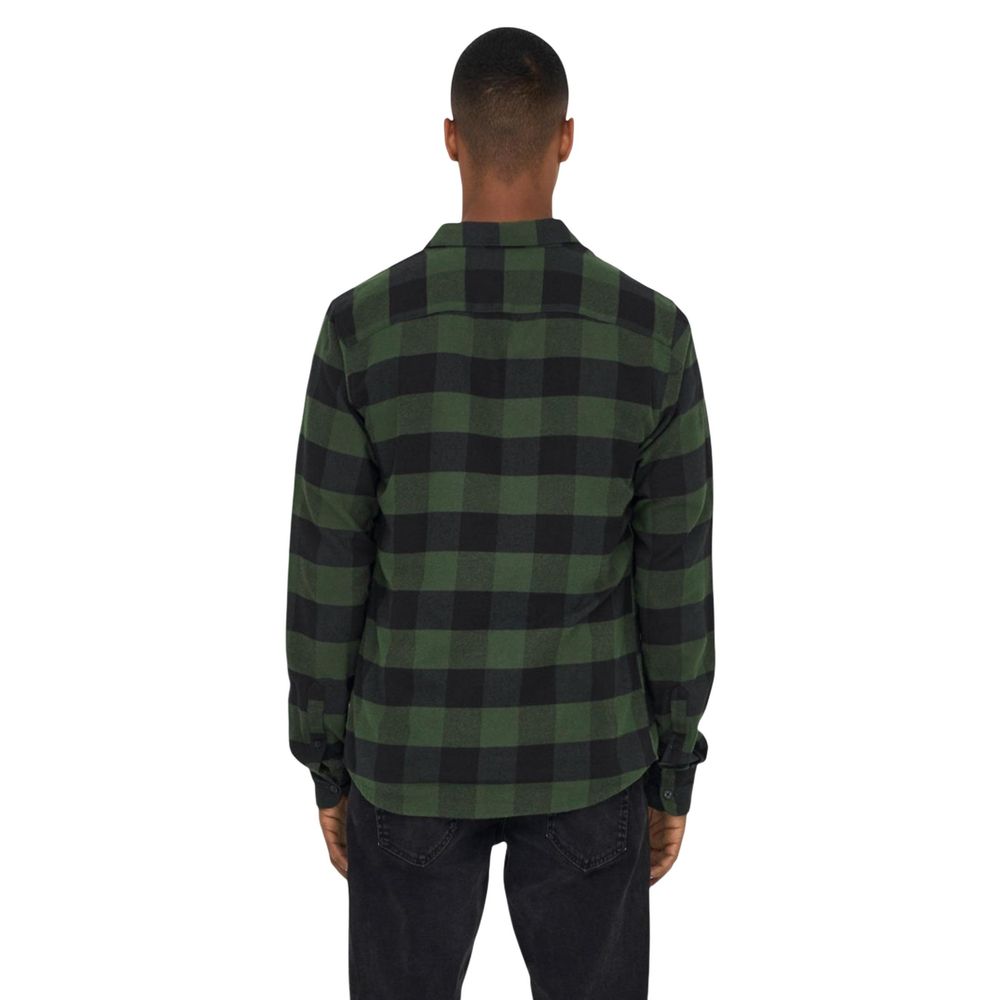 Only & Sons Green Cotton Pattern Shirt
