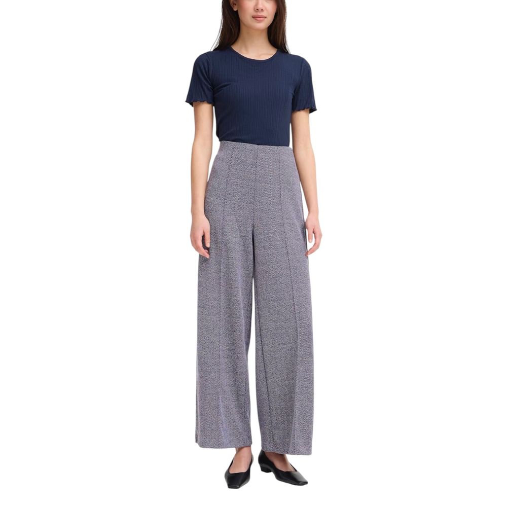 ICHI Blue Polyester Casual Pants