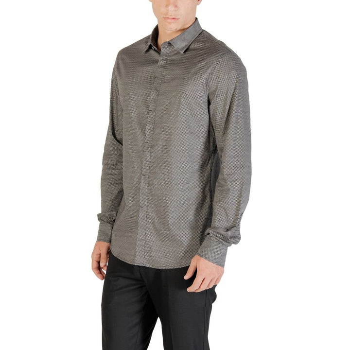 Armani Exchange Blue Cotton Pattern Shirt