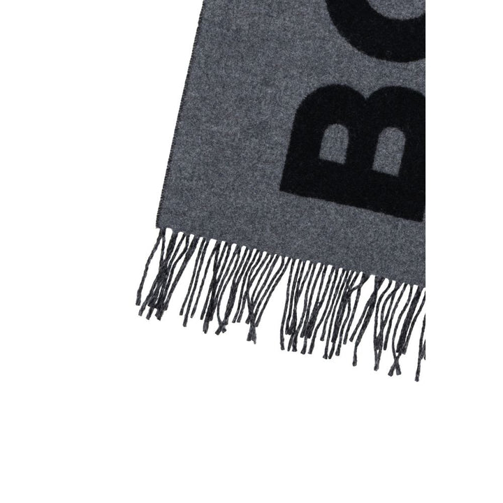Hugo Boss Gray Wool Scarf
