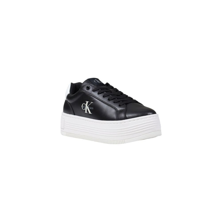 Calvin Klein Jeans Black And White Leather Platform Sneakers