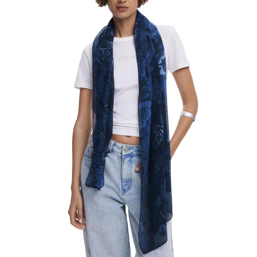 Desigual Blue Polyester Scarf