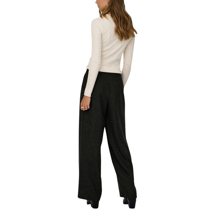 Jacqueline De Yong Black Polyester Flared Pants