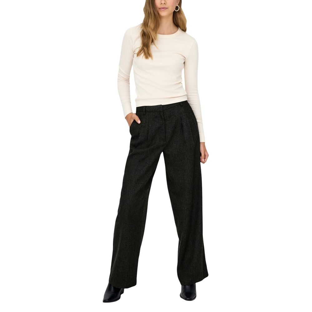 Jacqueline De Yong Black Polyester Flared Pants