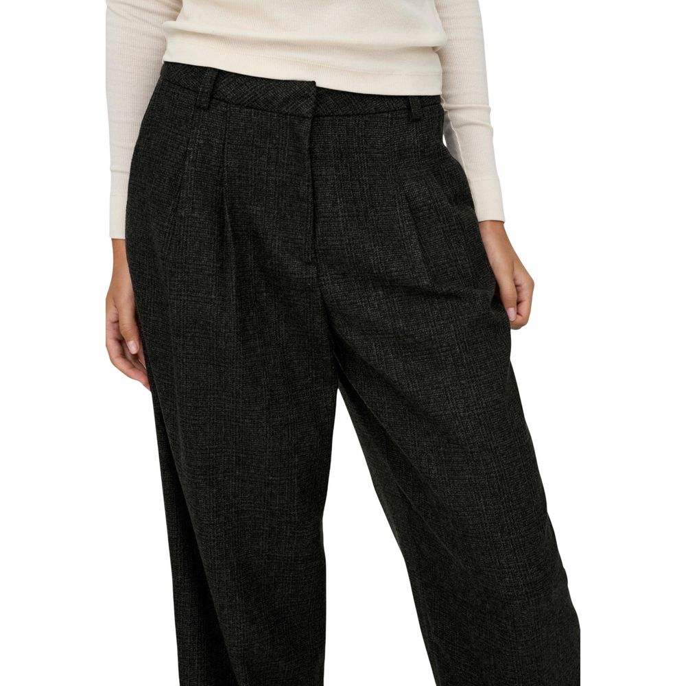 Jacqueline De Yong Black Polyester Flared Pants