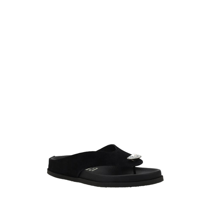 Pedro García Black Calf Leather Bos Taurus Strap-On Sandals