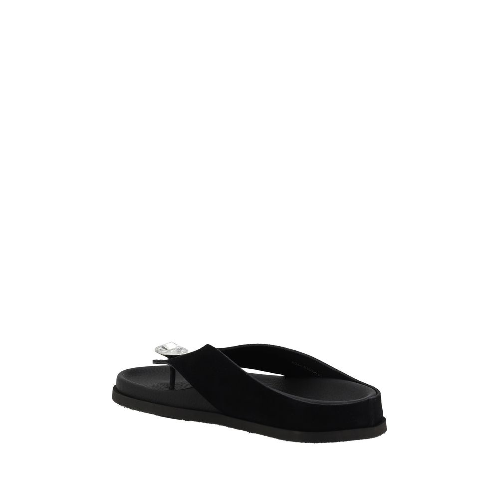 Pedro García Black Calf Leather Bos Taurus Strap-On Sandals
