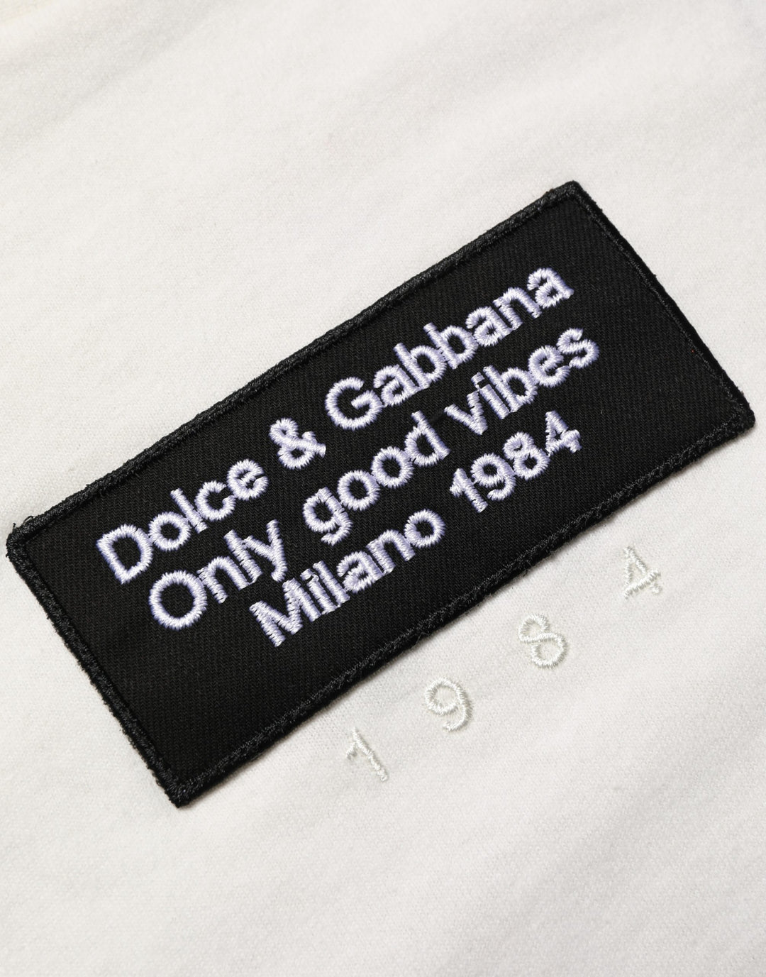 Dolce & Gabbana White Logo Patch Cotton Men Crew Neck  T-shirt