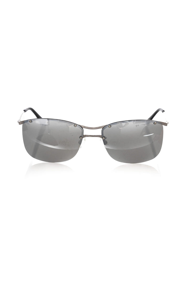 Frankie Morello Silver Metallic Fibre Men Sunglass