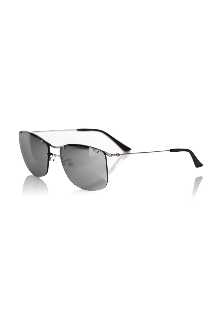 Frankie Morello Silver Metallic Fibre Men Sunglass