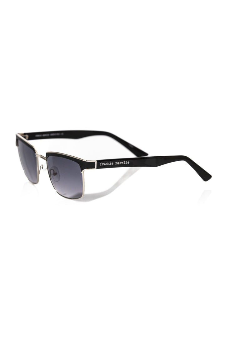 Frankie Morello Black Metallic Fibre Men Sunglasses