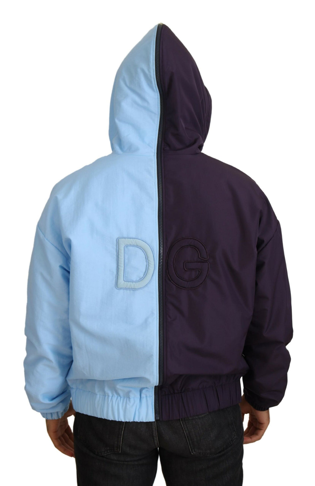 Dolce & Gabbana Black Blue DG Hooded Full Zip Men Jacket
