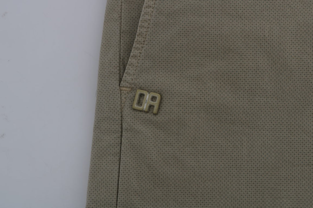 Daniele Alessandrini Beige Cotton Stretch Slim Fit Chinos