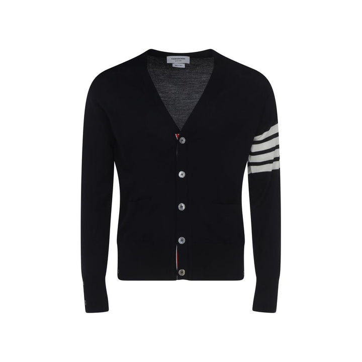 Thom Browne Blue Fleece Wool Cardigan