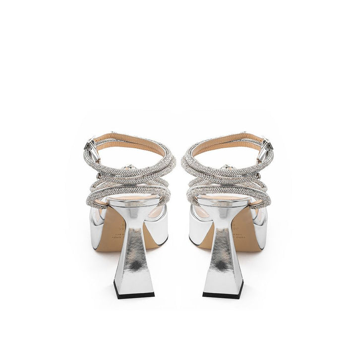 MACH & MACH Gray Leather Platform Sandals