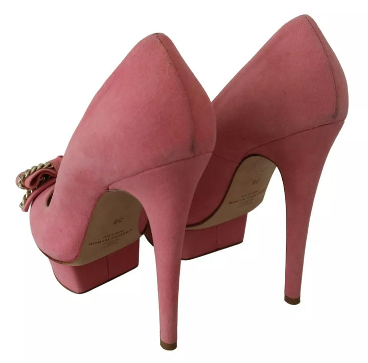 Elisabetta Franchi Pink Bow Stiletto Heel Pumps Shoes