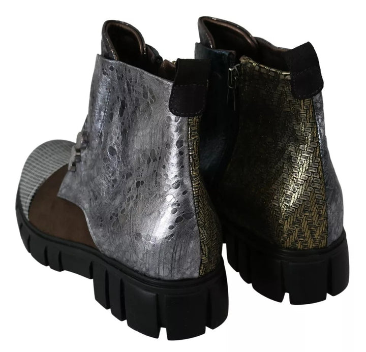 EBARRITO Multicolor Leather Suede Zipper Ankle Boots Shoes