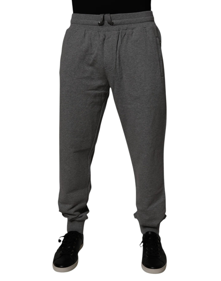 Dolce & Gabbana Gray Logo Cotton Jogger Men Sweatpants Pants