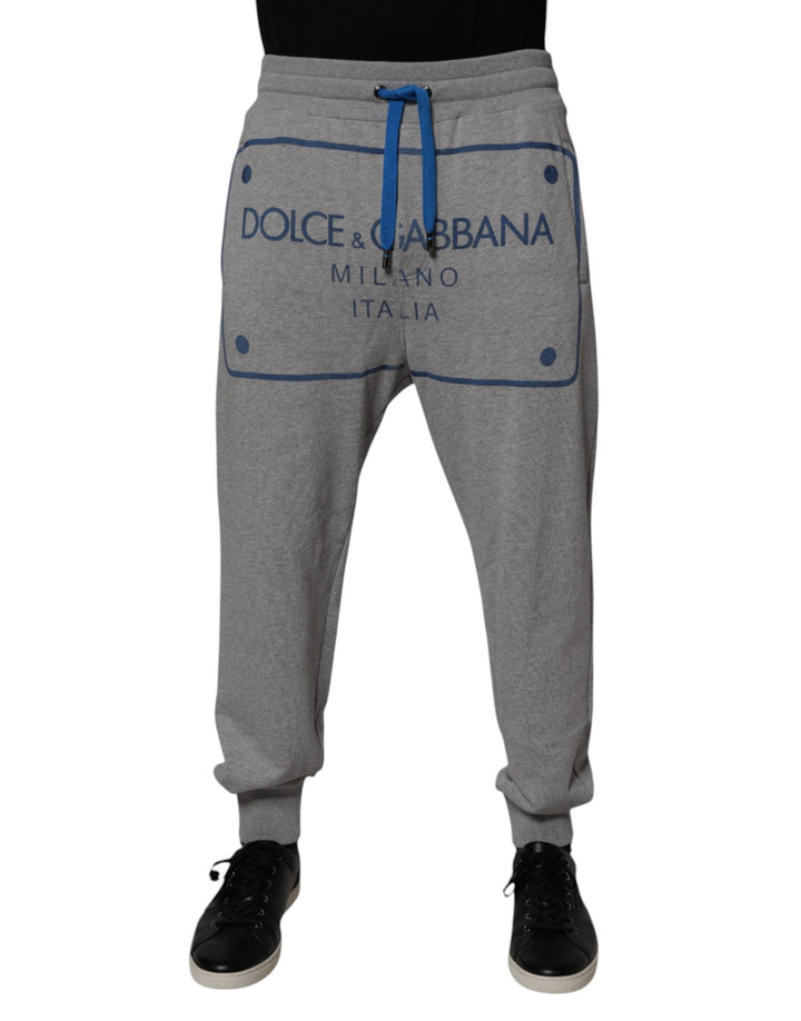 Dolce & Gabbana Gray Logo Cotton Men Jogger Sweatpants Pants