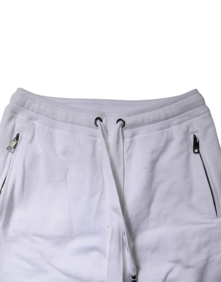 Dolce & Gabbana White Logo Tape Jogger Cotton Sweatpants Pants