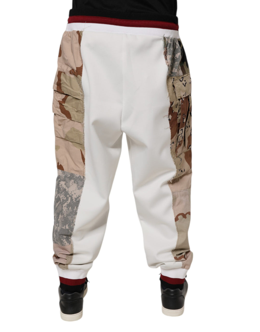 Dolce & Gabbana White Camouflage Patchwork Sweatpants Pants