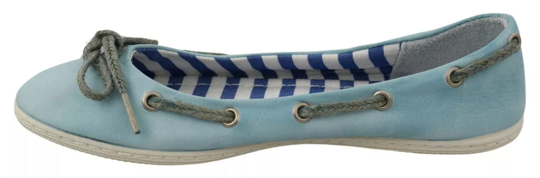 Pantofola D'Oro Sky Blue Suede Lace Bow Loafers Ballet Flat Shoes