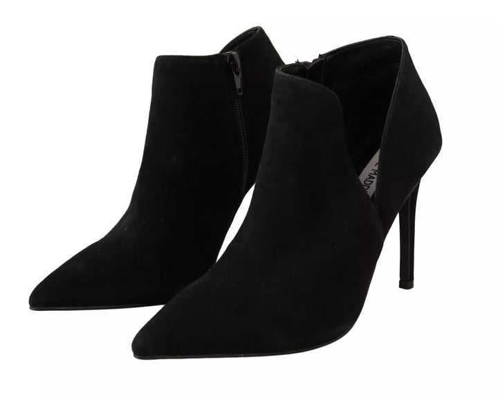 Steve Madden Black Suede Leather Stiletto Heels Boots Shoes