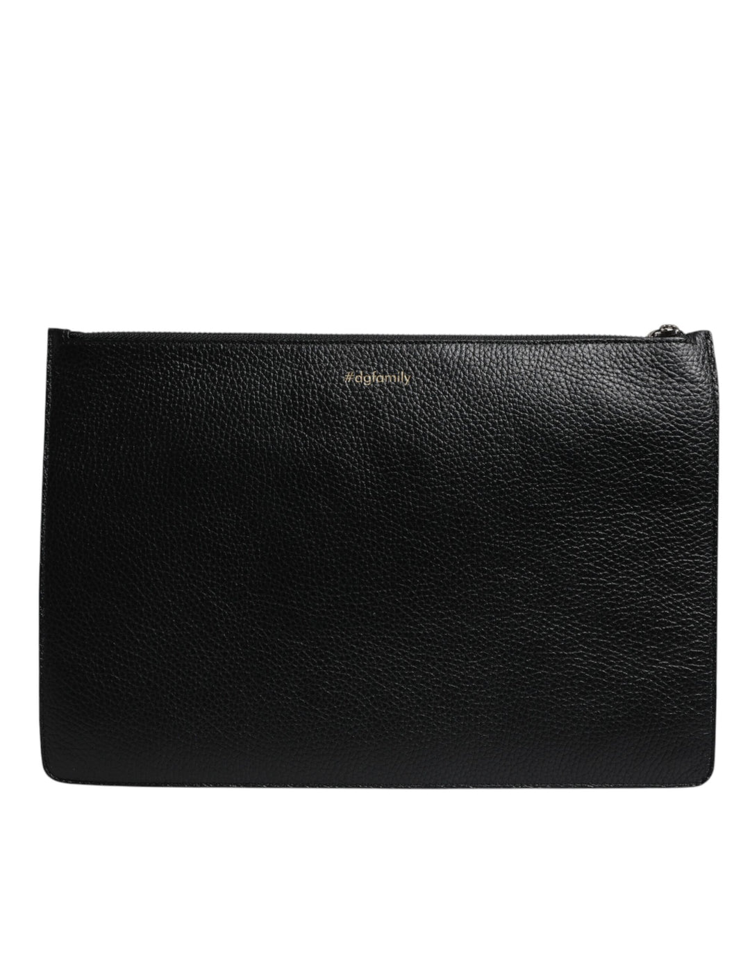 Dolce & Gabbana Black Leather #DGFAMILY Embellished Men Zip Pouch Bag