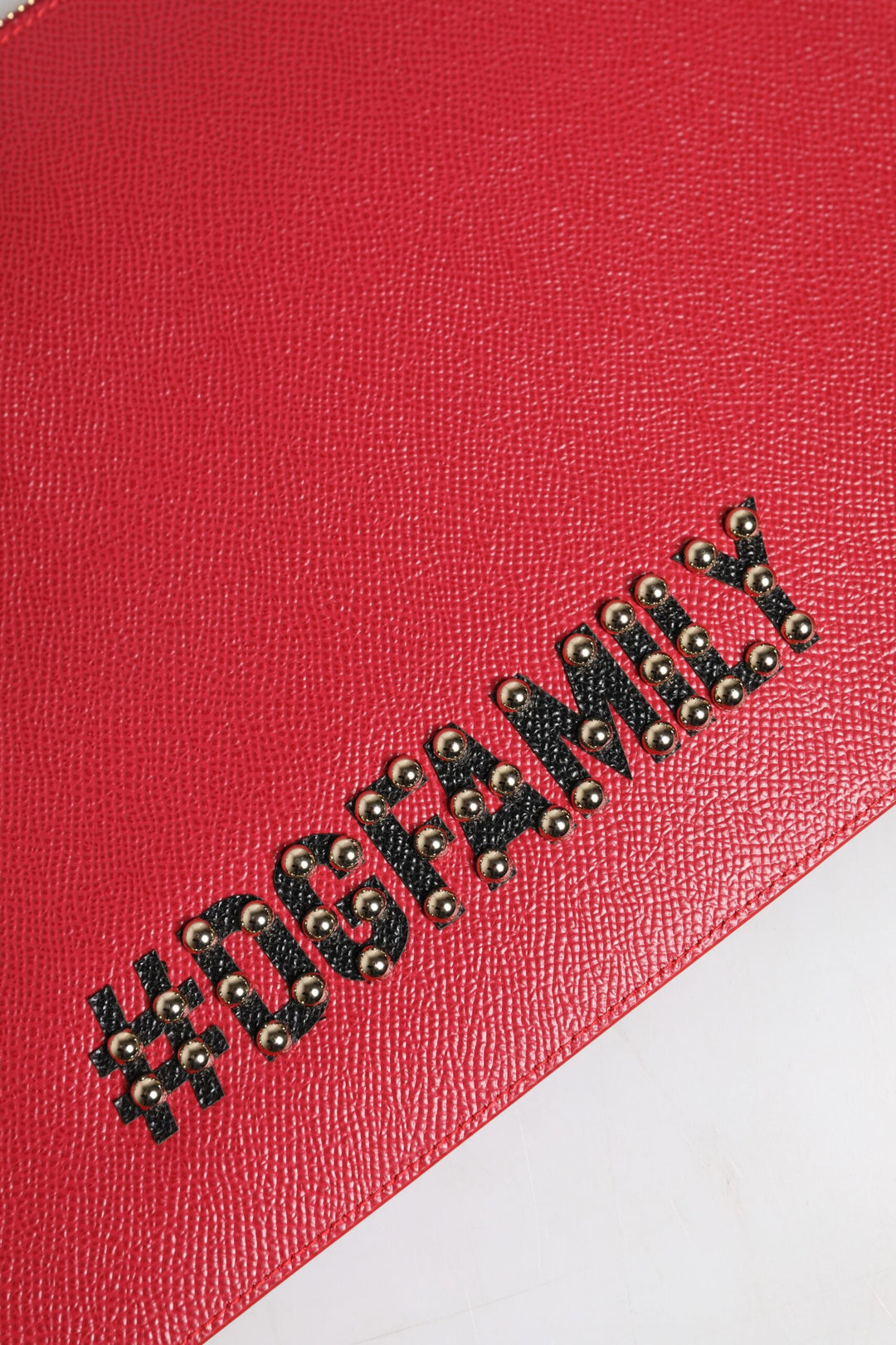 Dolce & Gabbana Red #DGFamily Embellished Leather Clutch Bag