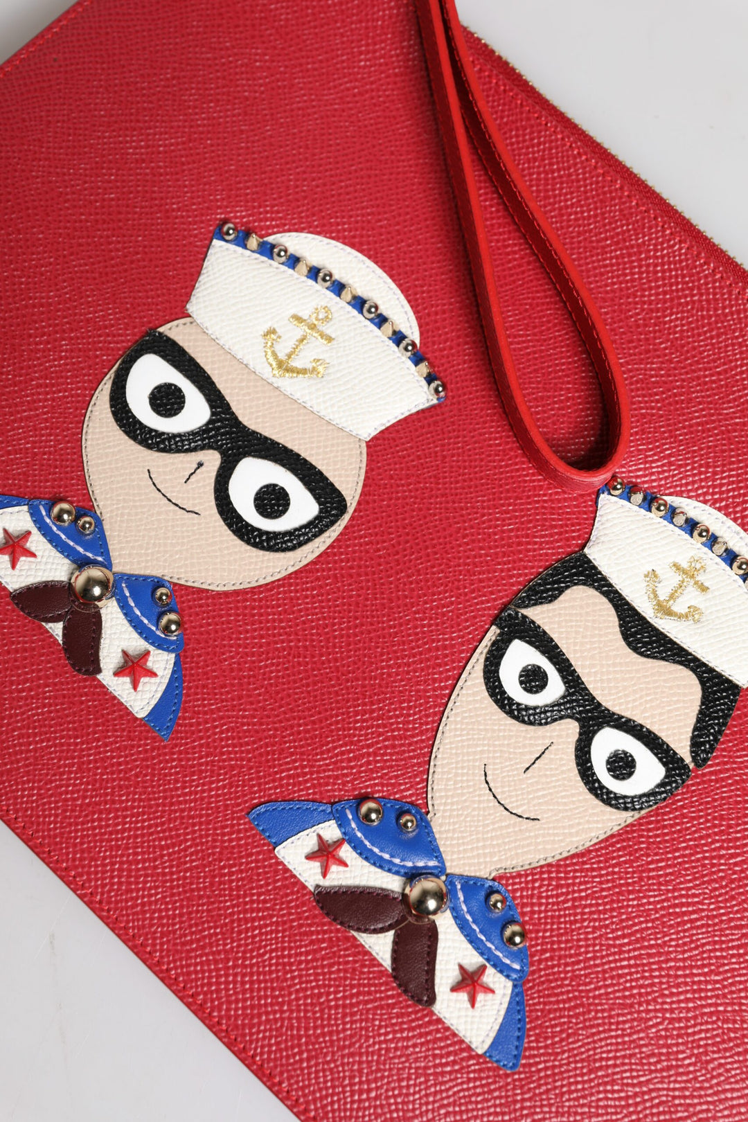 Dolce & Gabbana Red #DGFamily Embellished Leather Clutch Bag