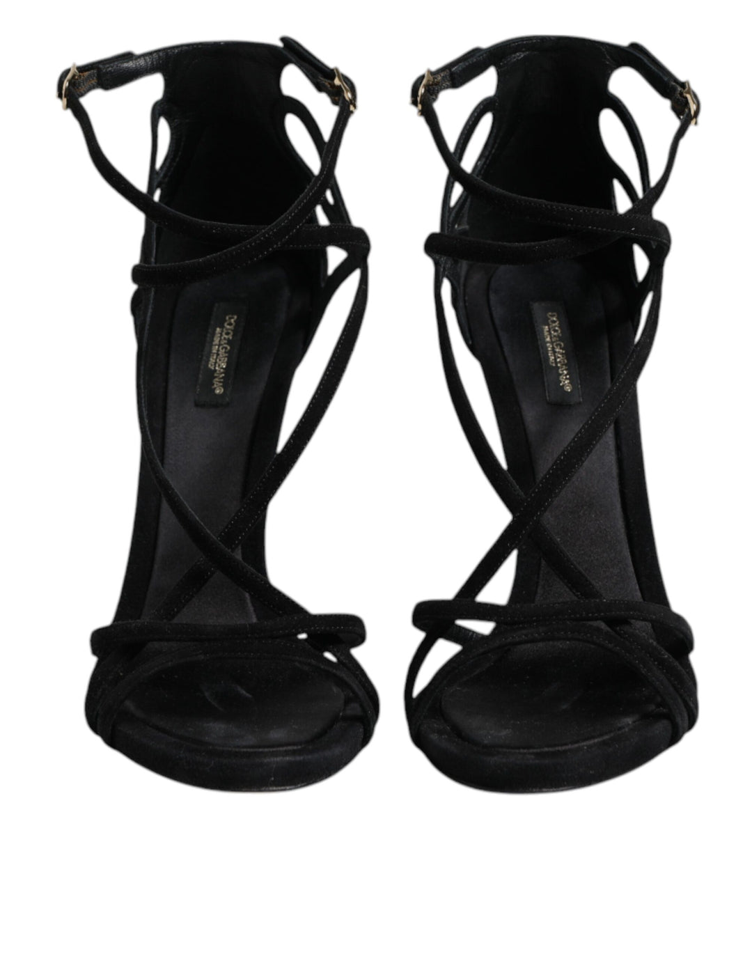 Dolce & Gabbana Black Leather Stiletto Heels Sandals Shoes