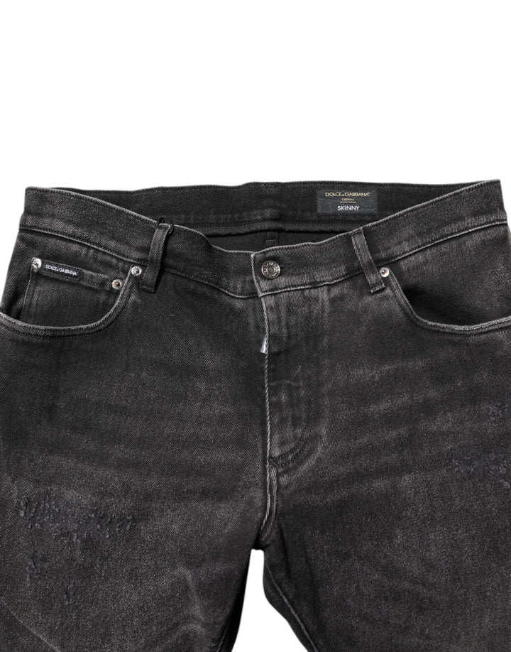 Dolce & Gabbana Gray Washed Cotton Skinny Denim Jeans