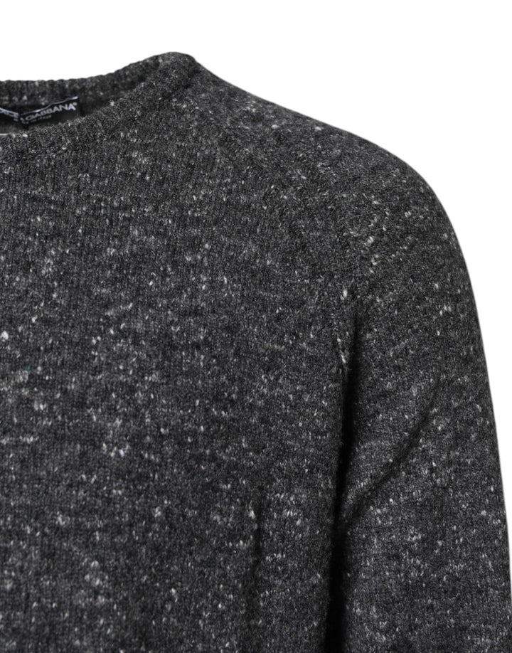 Dolce & Gabbana Gray Wool Knitted Round Neck Pullover Sweater