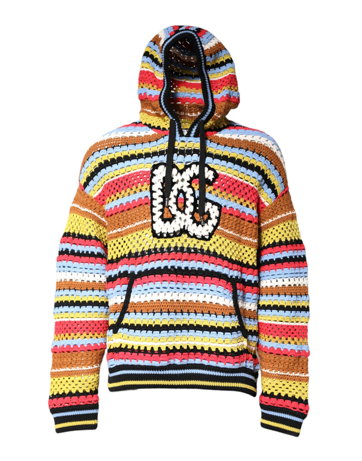 Dolce & Gabbana Multicolor Cotton Hooded Pullover Sweater