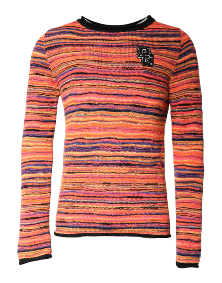 Dolce & Gabbana Multicolor Wool DGLogo Knit Pullover Sweater