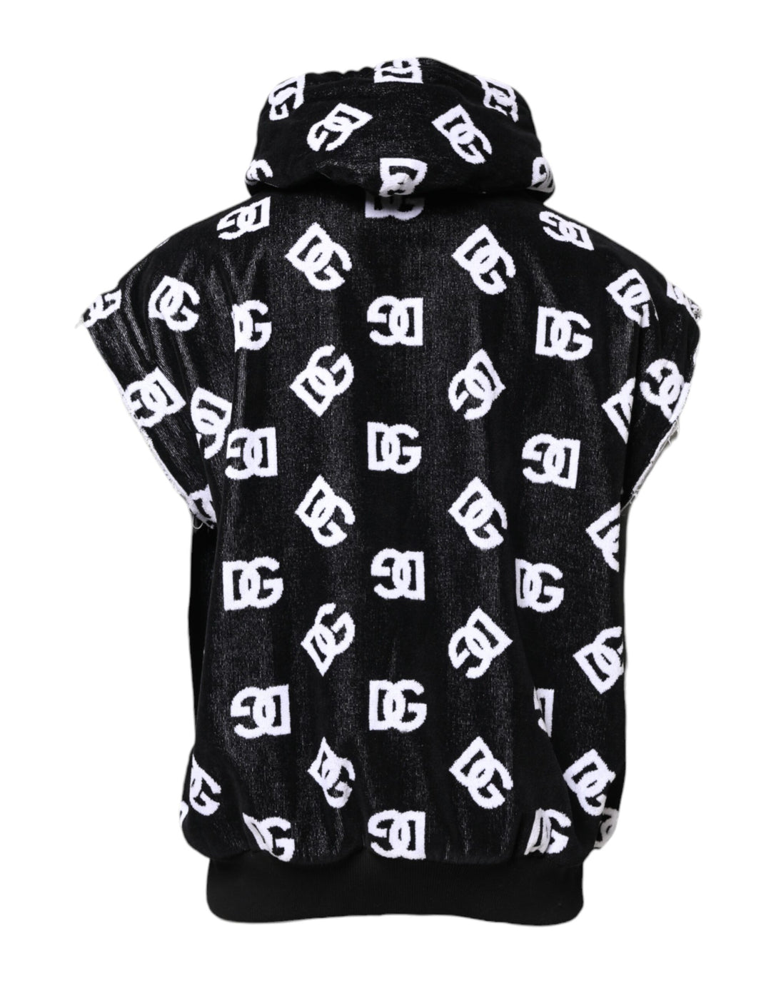 Dolce & Gabbana Black DG Cotton Hooded Sleeveless Sweater