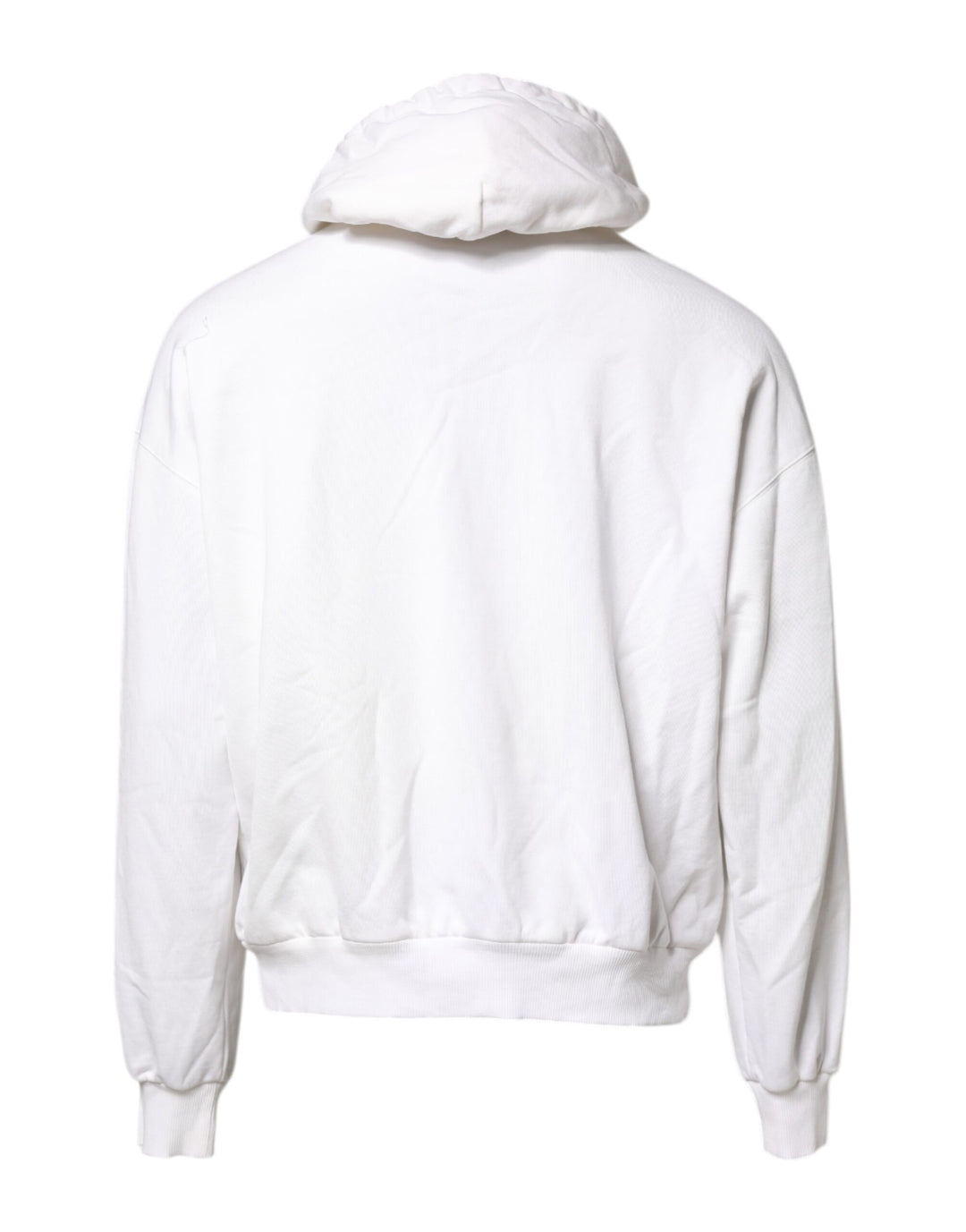 Dolce & Gabbana White Embossed Logo Hooded Sweatshirt Sweater