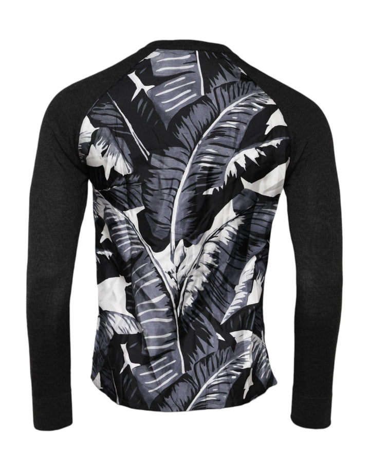 Dolce & Gabbana Black Printed Knitted Men Pullover Sweater