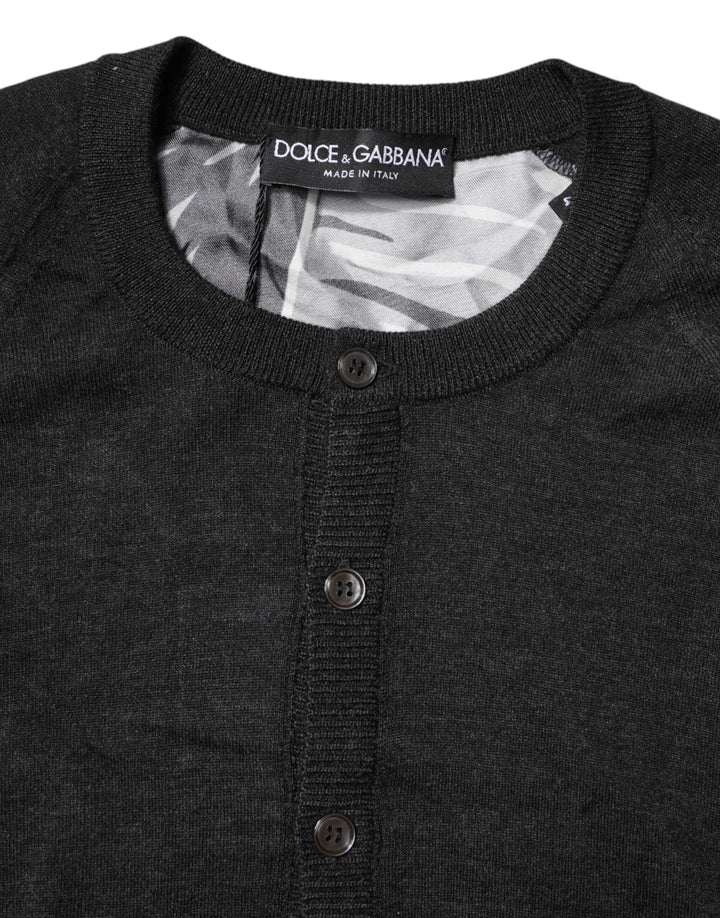 Dolce & Gabbana Black Printed Knitted Men Pullover Sweater