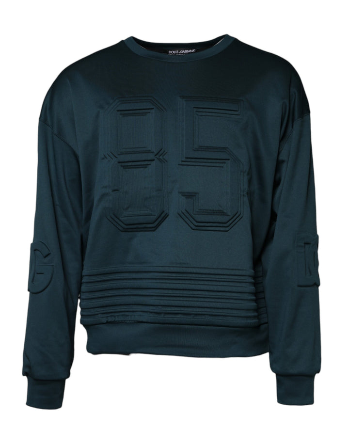 Dolce & Gabbana Dark Green Embossed Logo Pullover Sweater